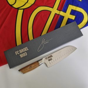 Damast Santoku Messer FC Basel - Schriftzug FC Basel 1893