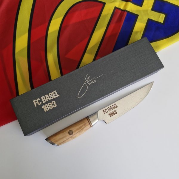 Damast Steakmesser 1Stk. FC Basel - Schriftzug FC Basel 1893