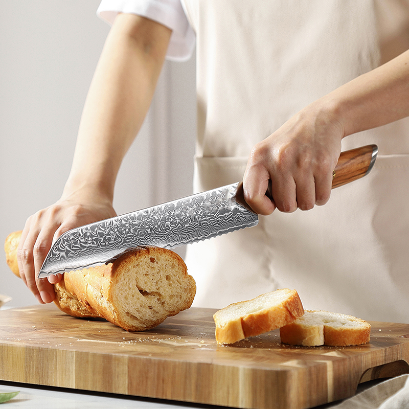 Klinge des Shido Damast Brotmessers Tamaki