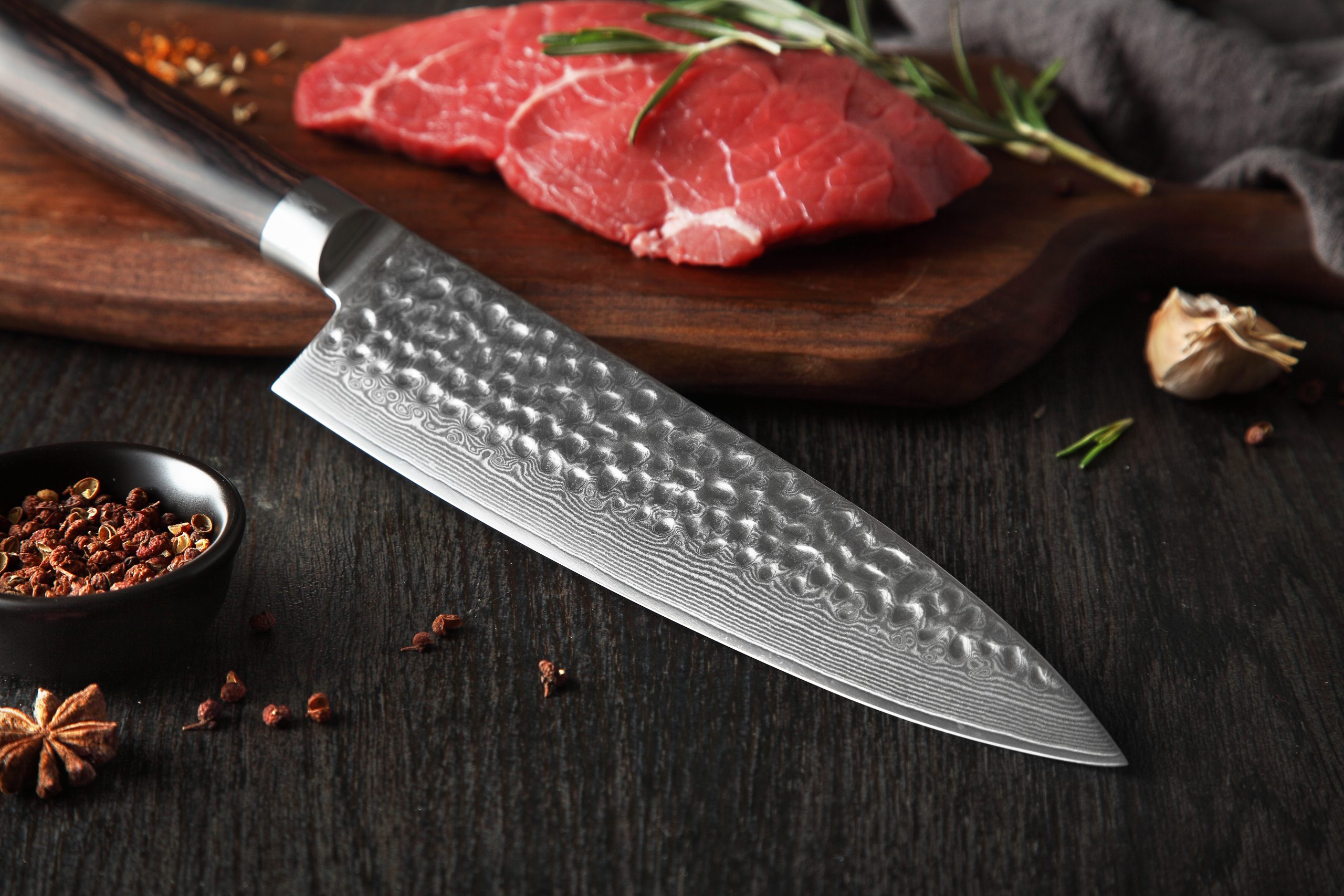 67-lagige Damastklinge des Shido Chefmessers Masumi