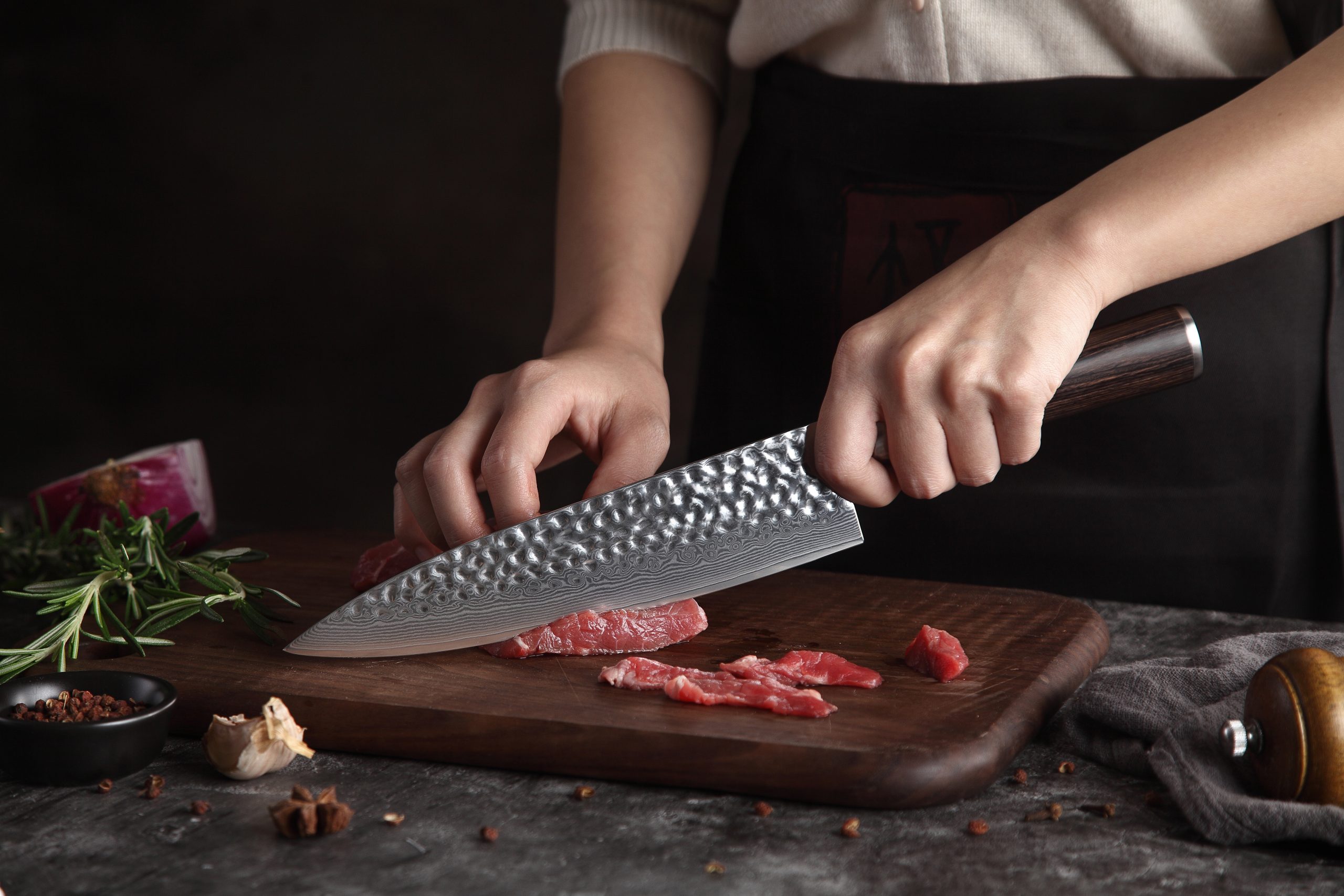 SHIDO Damast Chefmesser mit Gravur
